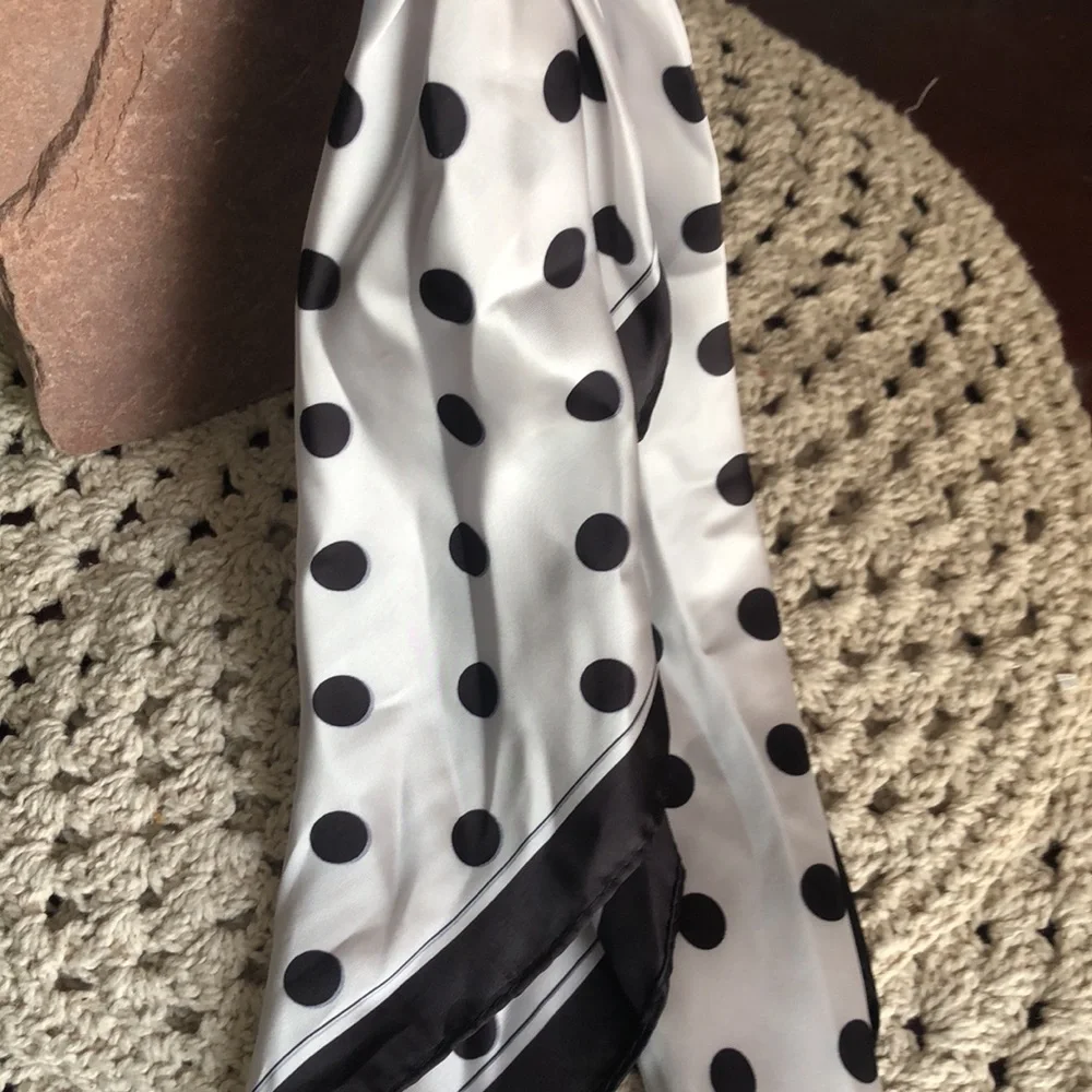 Sunday + State Polka Dot Silky Scarf - Black & White